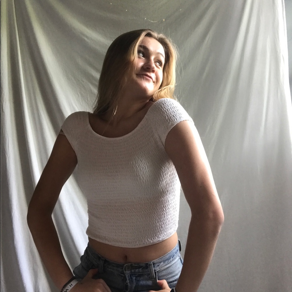 Brandy Melville Scrunched Off the Shoulder Top
